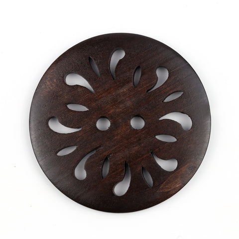 Carved Natural Wood Button WD-150 ( New )