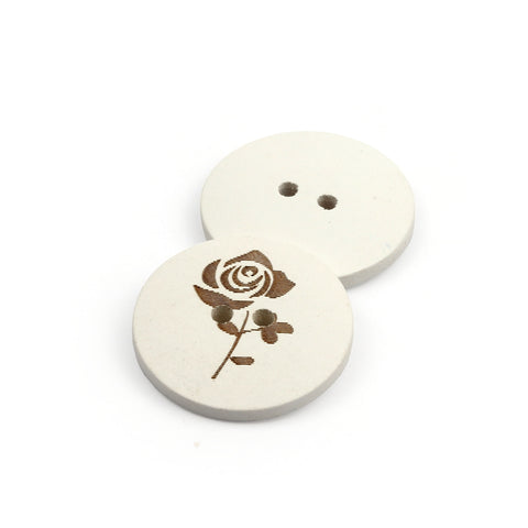 Printed Natural Wood Button WD-145 ( New )