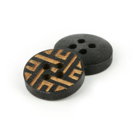 Wood Four Hole Shirt Button WD-34